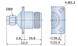 SMA Plug to N Jack - 4Hole Flange -